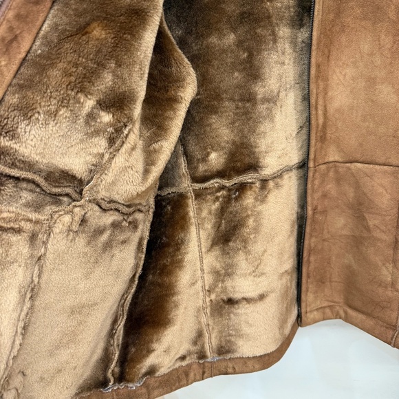 White Stag Brown Faux Suede Faux Fur Jacket Size Large - Picture 4 of 5